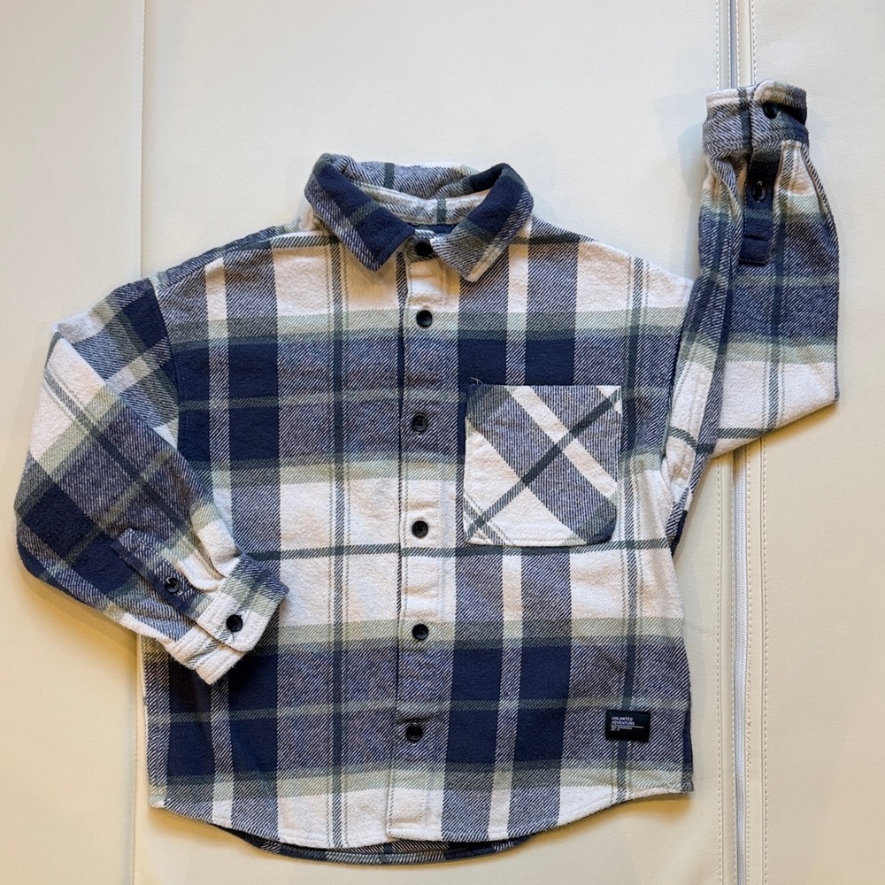 Zara Plaid Kids Shirt in Blue and Green